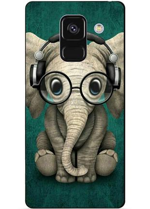 Чехол силиконовый бампер для samsung a8 plus с рисунком слоник
