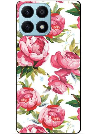 Чехол силиконовый бампер для huawei honor x8a с рисунком пионы цветы