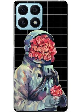 Силіконовий чохол бампер для huawei honor x8a з малюнком скафандр квіти