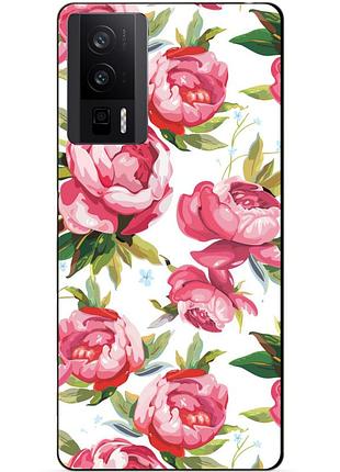 Силіконовий чохол бампер для xiaomi poco f5 pro з малюнком півонії квіти
