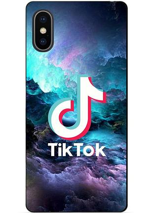 Силіконовий чохол бампер для iphone xs з малюнком tik tok тік ток