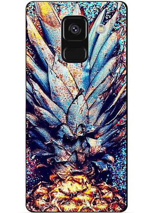 Чехол силиконовый бампер для samsung a8 plus с рисунком ананас