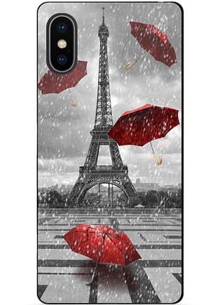 Силіконовий чохол бампер для iphone xs max з малюнком дощ у парижі франція ейфелева вежа