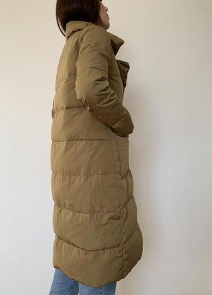 Жіночий натуральний довгий пуховик пальто хакі5 фото