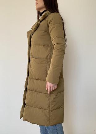Жіночий натуральний довгий пуховик пальто хакі4 фото