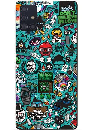 Чехол силиконовый бампер для samsung a51 с рисунком стикеры