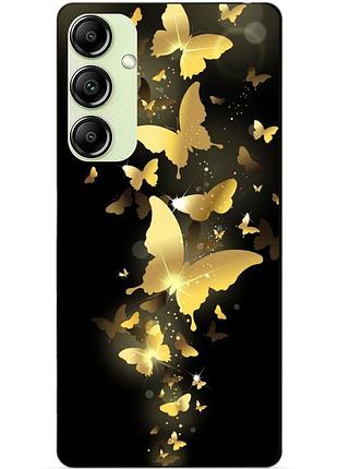 Чехол силиконовый бампер для samsung m52 с рисунком золотые бабочки мотыльки