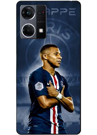 Силиконовый бампер чехол для oppo reno 7 с рисунком мбаппе псж mbappe