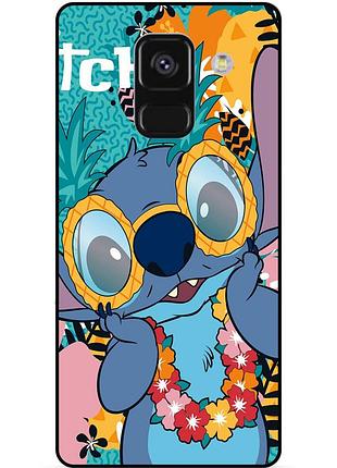 Чехол силиконовый бампер для samsung a8 plus с рисунком стич stitch