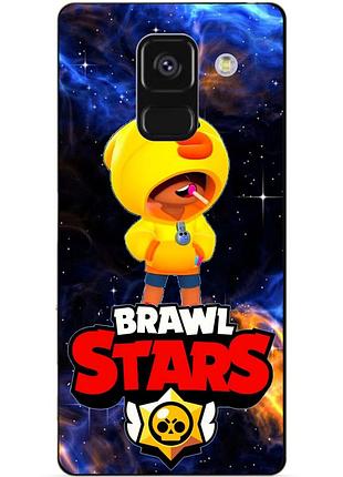 Чехол силиконовый бампер для samsung a8 plus с героем космический бравл леон утка