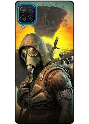 Силиконовый чехол бампер для samsung m12 с рисунком сталкер stalker