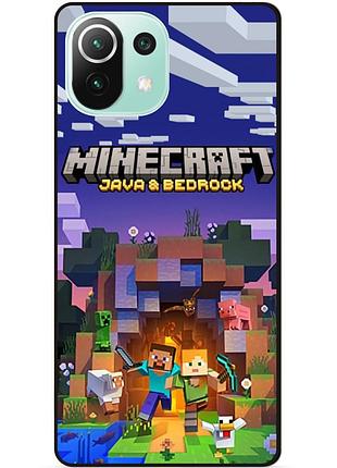 Силиконовый чехол бампер для xiaomi mi 11 lite с картинкой майнкрафт minecraft