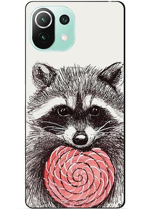 Силіконовий чохол бампер для xiaomi mi 11 lite з малюнком єнот