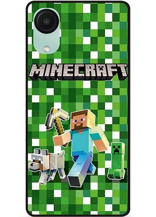 Силіконовий чохол бампер для samsung a03 core стів minecraft кріпер майнкрафт
