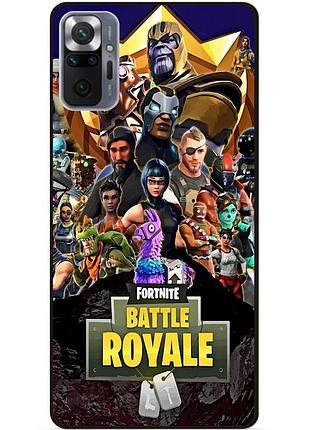 Силиконовый бампер чехол для xiaomi redmi note 10 pro с рисунком фортнайт fortnite