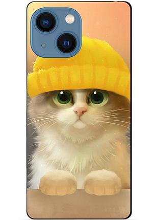 Силіконовий чохол бампер для iphone 15 з малюнком котик у шапці
