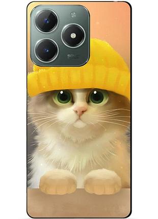 Силіконовий чохол бампер для realme c61 з малюнком котик у шапці