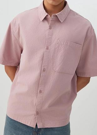 Мужская льняная рубашка ben sherman (linen) / розовая шведка размер l