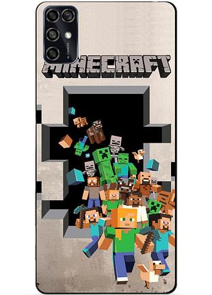 Чехол силиконовый бампер для zte blade v2020 smart с картинкой minecraft майнкрафт