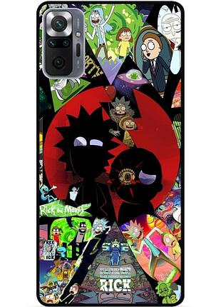 Силиконовый чехол бампер для xiaomi redmi note 10 pro с рисунком rick and morty рик и морти
