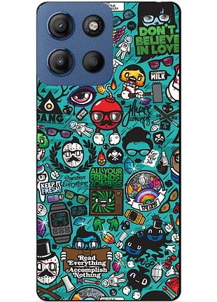 Силіконовий чохол бампер для motorola moto g15 з малюнком стикери