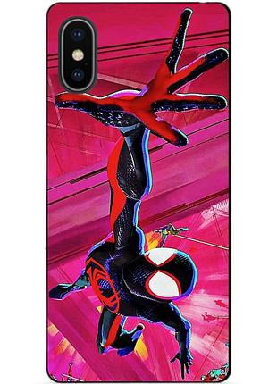 Силиконовый бампер чехол для iphone xs max с рисунком spider man человек паук майлз моралес