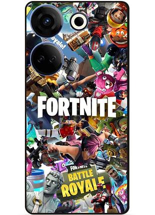 Чехол силиконовый бампер для tecno camon 20 pro с картинкой fortnite фортнайт