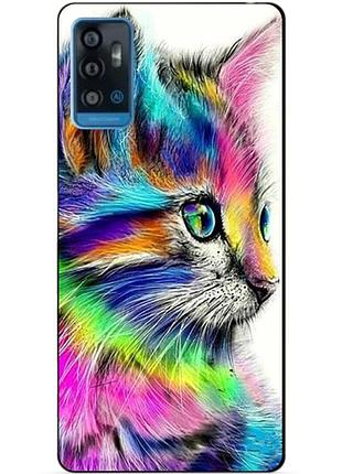 Силіконовий чохол бампер для zte blade a71 з малюнком акварельний кіт