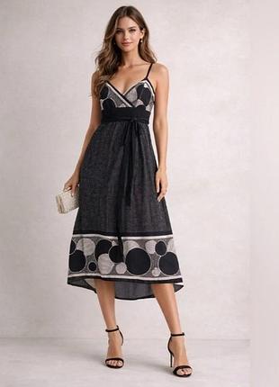Жіноча сукня -сліп шовкова, vintage ted baker,,betria,, black white silk midi slip dress.2.