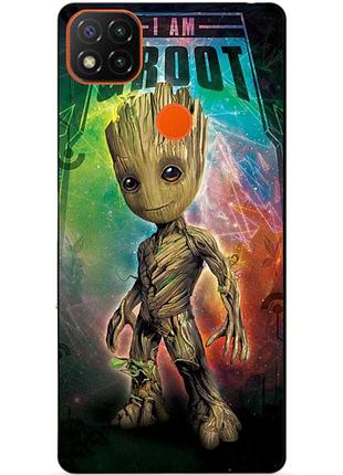 Чехол силиконовый бампер для xiaomi redmi 9c с рисунком groot грут стражи галактики