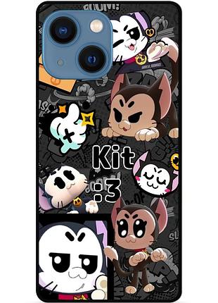 Силіконовий бампер чохол для iphone 15 plus з малюнком котики