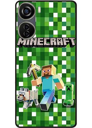 Силіконовий чохол бампер для zte blade v40 design стів minecraft кріпер майнкрафт