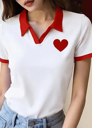 Качественная , стильная футболка, поло, 100% хлопок, р. xxl, наши 50-56, белый красный