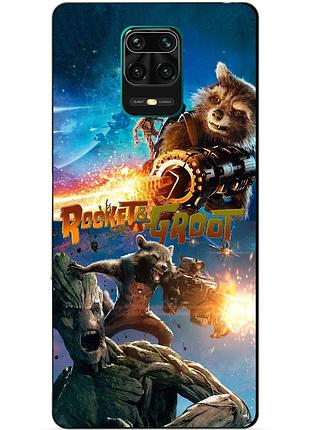 Силіконовий чохол бампер для xiaomi redmi note 9s rocket groot ракета грут стражі галактики