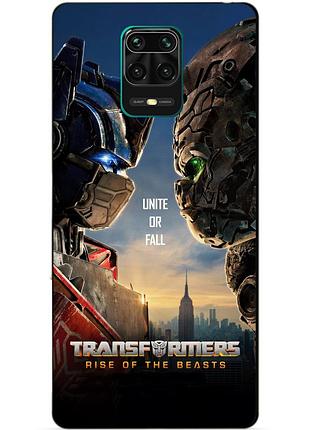 Чехол силиконовый бампер для xiaomi redmi note 9 pro с рисунком звероботы трансформеры transformers