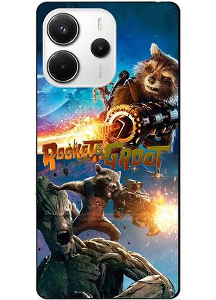 Силіконовий чохол бампер для xiaomi redmi note 14 rocket groot ракета грут стражі галактики