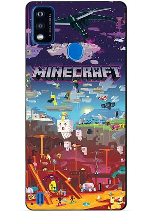 Чехол силиконовый бампер для zte blade a51 игра minecraft майнкрафт
