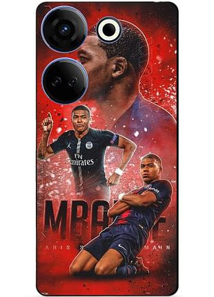 Силіконовий бампер чохол для tecno camon 20 pro з малюнком мбаппе псж mbappe