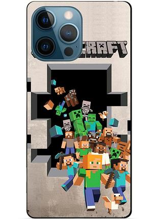 Силиконовый бампер чехол для iphone 13 pro с картинкой minecraft майнкрафт