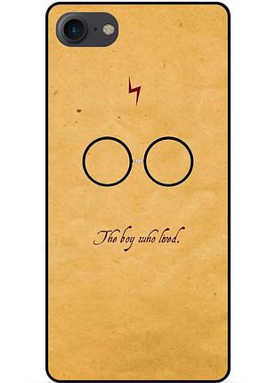 Силиконовый бампер чехол для iphone 7 с рисунком гарри поттер harry potter очки