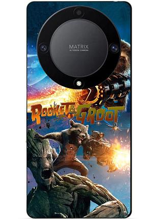 Чехол силиконовый бампер для huawei honor magic 6 lite rocket groot ракета грут стражи галактики