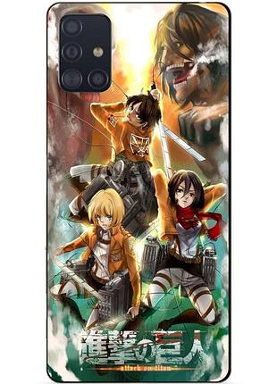 Чехол силиконовый бампер для samsung m51 с рисунком атака на титанов attack on titan