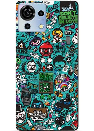 Чехол силиконовый бампер для zte blade v50 vita с рисунком стикеры