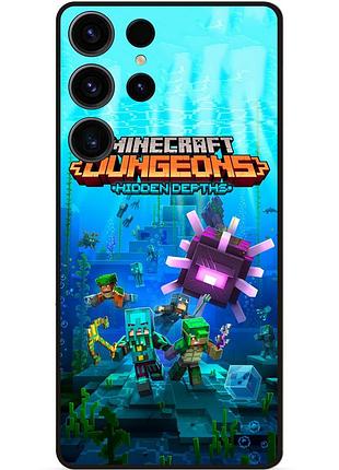 Чехол силиконовый бампер для samsung s23 ultra с рисунком майнкрафт minecraft