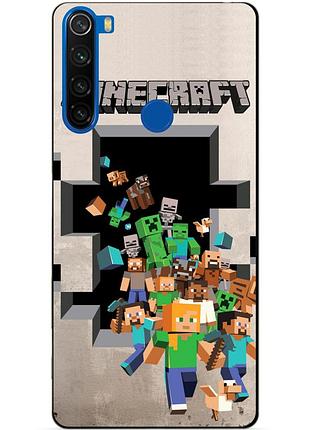 Силиконовый бампер чехол для xiaomi redmi note 8t с картинкой minecraft майнкрафт