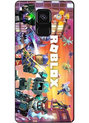 Чехол силиконовый бампер для samsung a8 plus с картинкой роблокс roblox