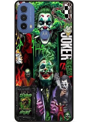 Чехол силиконовый бампер для motorola moto e40 с рисунком joker джокер харли квинн
