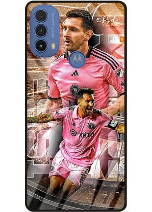 Силиконовый бампер чехол для motorola moto e40 с рисунком месси интер messi