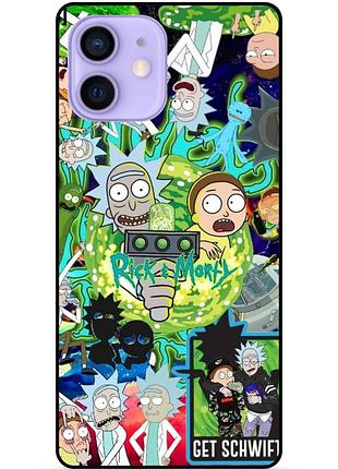 Силиконовый бампер чехол для iphone 12 mini с рисунком rick and morty рик и морти