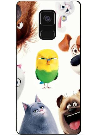 Чехол силиконовый бампер для samsung a8 plus с рисунком тайная жизнь домашних животных